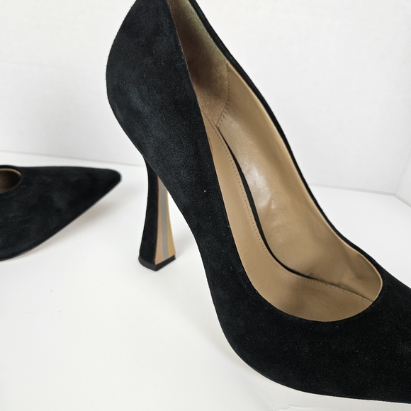 Sam Edelman Antonia Pointed Toe Black Suede Pump Heel Size 8.5 Minimalist - Picture 5 of 8